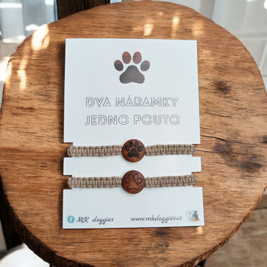 Set náramků tlapky na dřevěném korálku