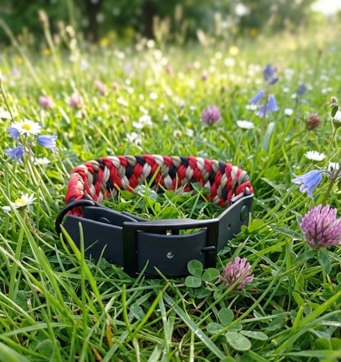 Obojek Paracord+PVC/ 42-50cm/ Červený